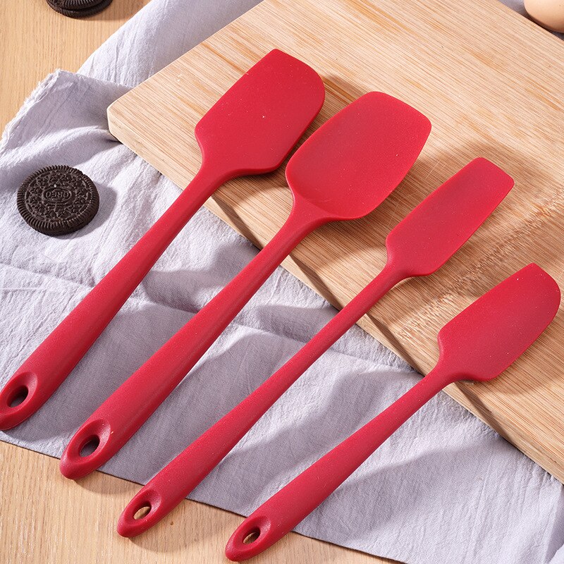 4 Stks/set Hittebestendige Siliconen Koken Gereedschap Keukengerei Bakken Gebak Gereedschap Spatel Cake Spatels Cook Set: red