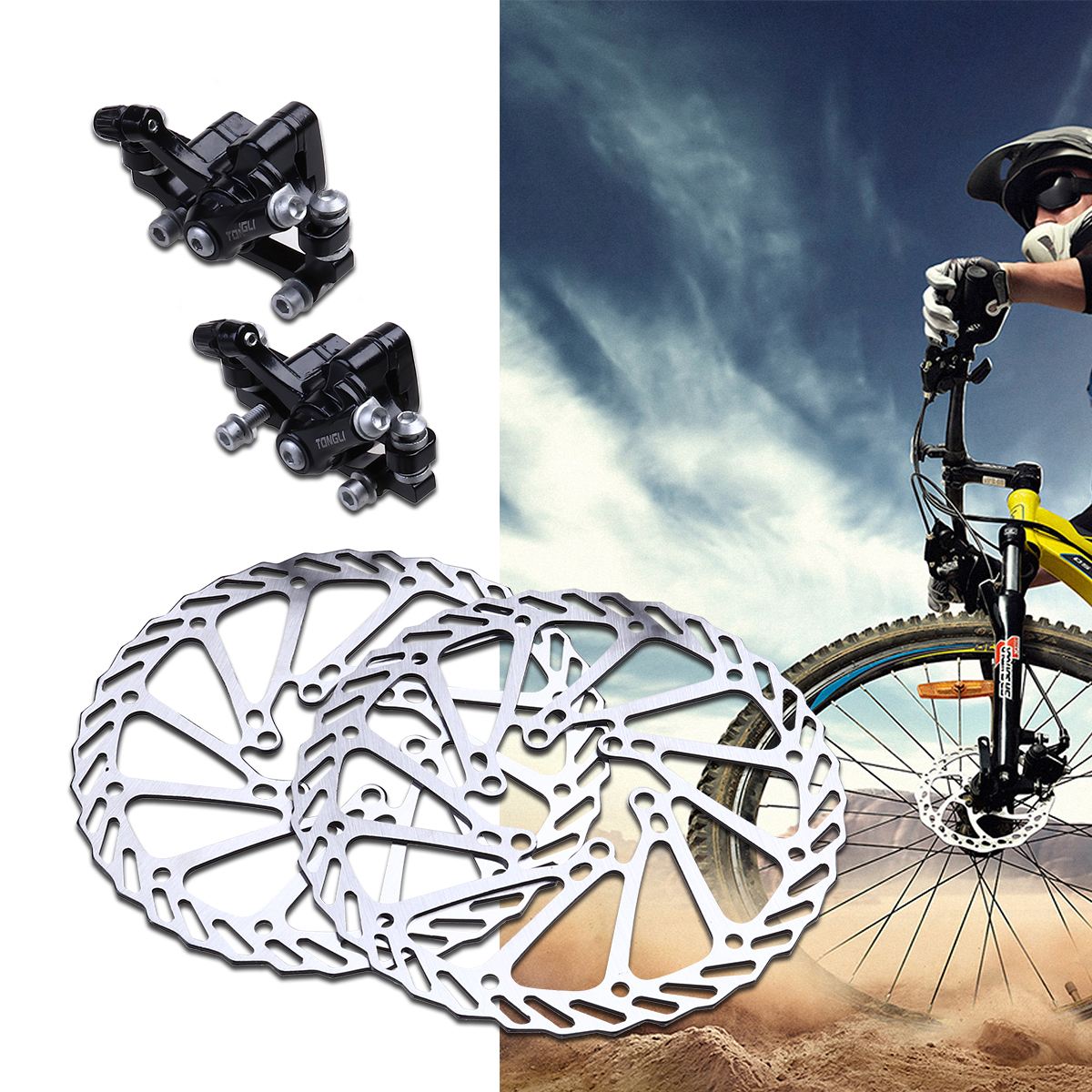 1 Pair of MTB Mechanical Bike Disc Brake Front & Rear Disc Rotor Brake Kit for Mountain Bikes Road Bicycles