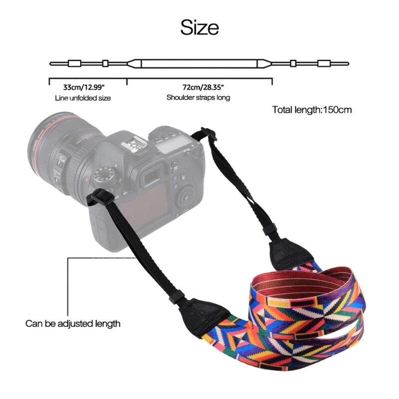 Ceinture de cou et d&#39;épaule pour appareil photo reflex numérique, pour Nikon, Canon, Style ethnique rétro, Durable