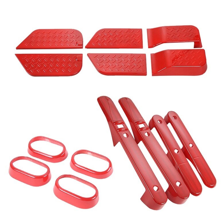 Molduras de Interior SHINEKA para Jeep Wrangler JK 2007 Kit de decoración de coche rojo pegatinas accesorios para Jeep Wrangler JK