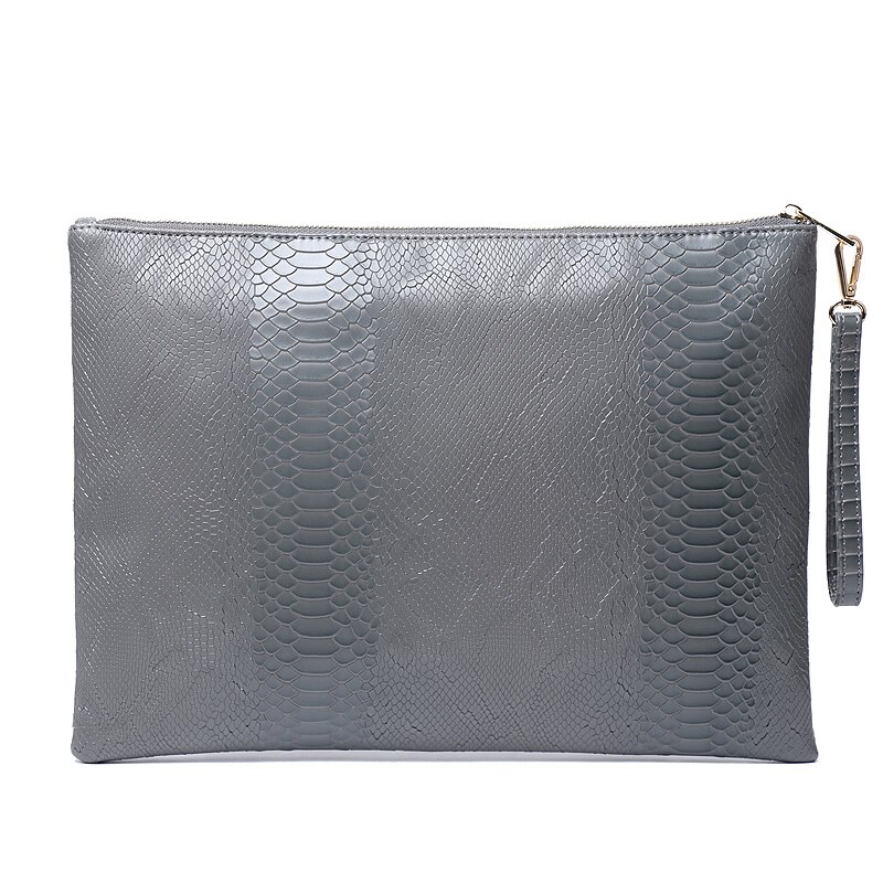 Bolso de avestruz de A4 bolsa de archivo para mujeres negocios Ipad titular de la tarjeta monederos cocodrilo señora noche Clutch Billeteras: S-Gray