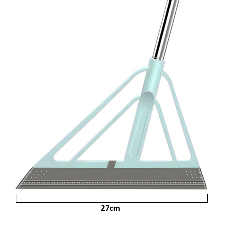 Rubber Broom Hand Push Sweeper Magic Broom Floor Wiper Squeegee for Floor Cleaning Floor Squeegee Sweeping Brush Pet Hair Broom: Blue 27cm