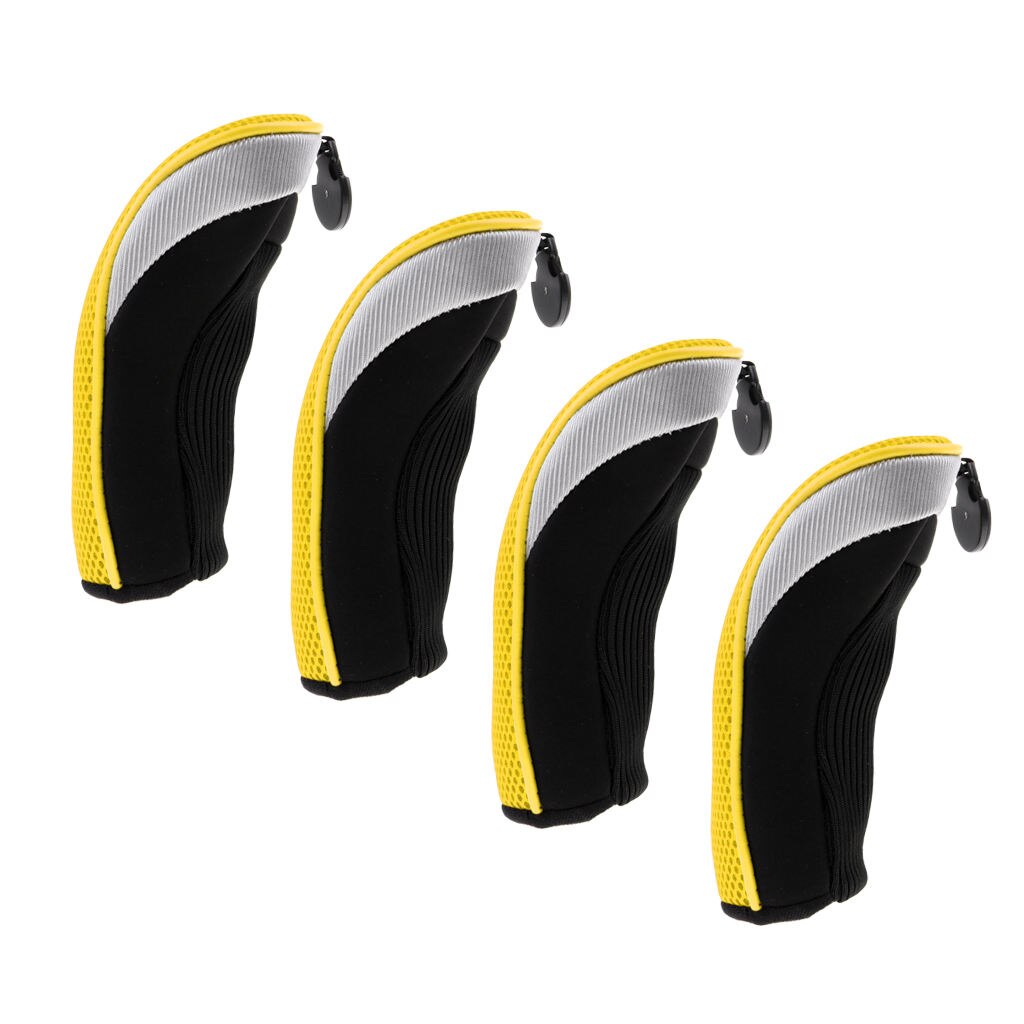 Pak Van 4 Universele Golf Hybrid Cover 3,4,5,7,X Driver Hybrid Fairway Headcovers Golf Club Putter Voor Golf Accessoires: Yellow