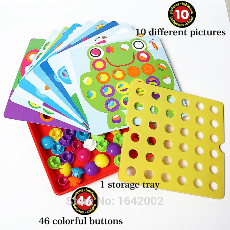 3D Puzzels Knop Art Kleuraanpassing Mozaïek Pegboard Nail Kit Genius Knop Art Leren Educatief Speelgoed Voor Kinderen