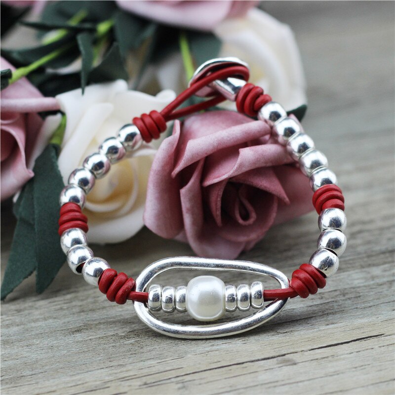 Anslow Vintage Unieke Charms Handgemaakte Diy Kralen Lederen Boog Gevlochten Mannelijke Vrouwelijke Armbanden Sieraden LOW0809LB