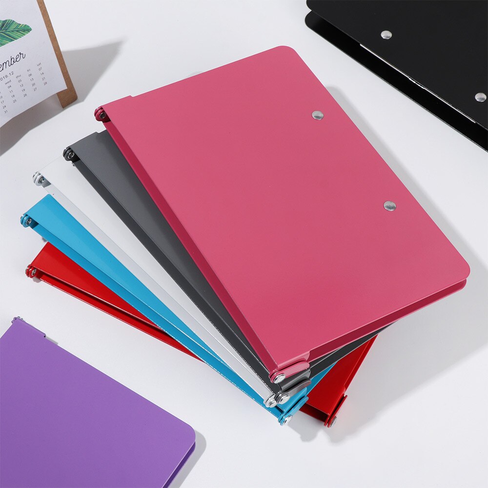 Solid Color Aluminum Student A4 File Folder Business Office Stationery Loose-leaf Folder Document Storages Office Supplies