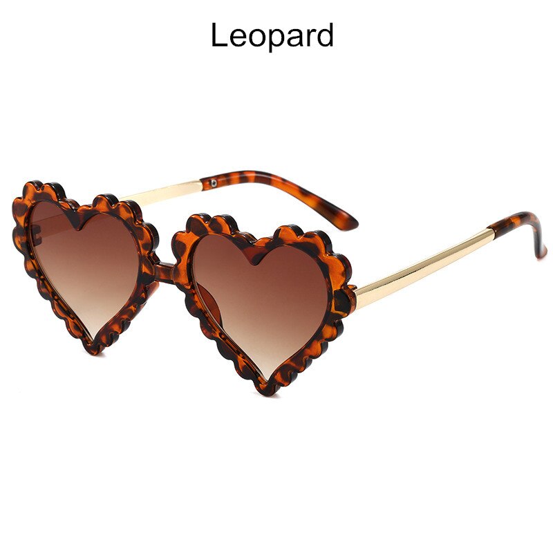 Kottdo hjerte låve solbriller låve plast søte solbriller til jenter takrenne gradient solbriller  uv400 gafas: leopard