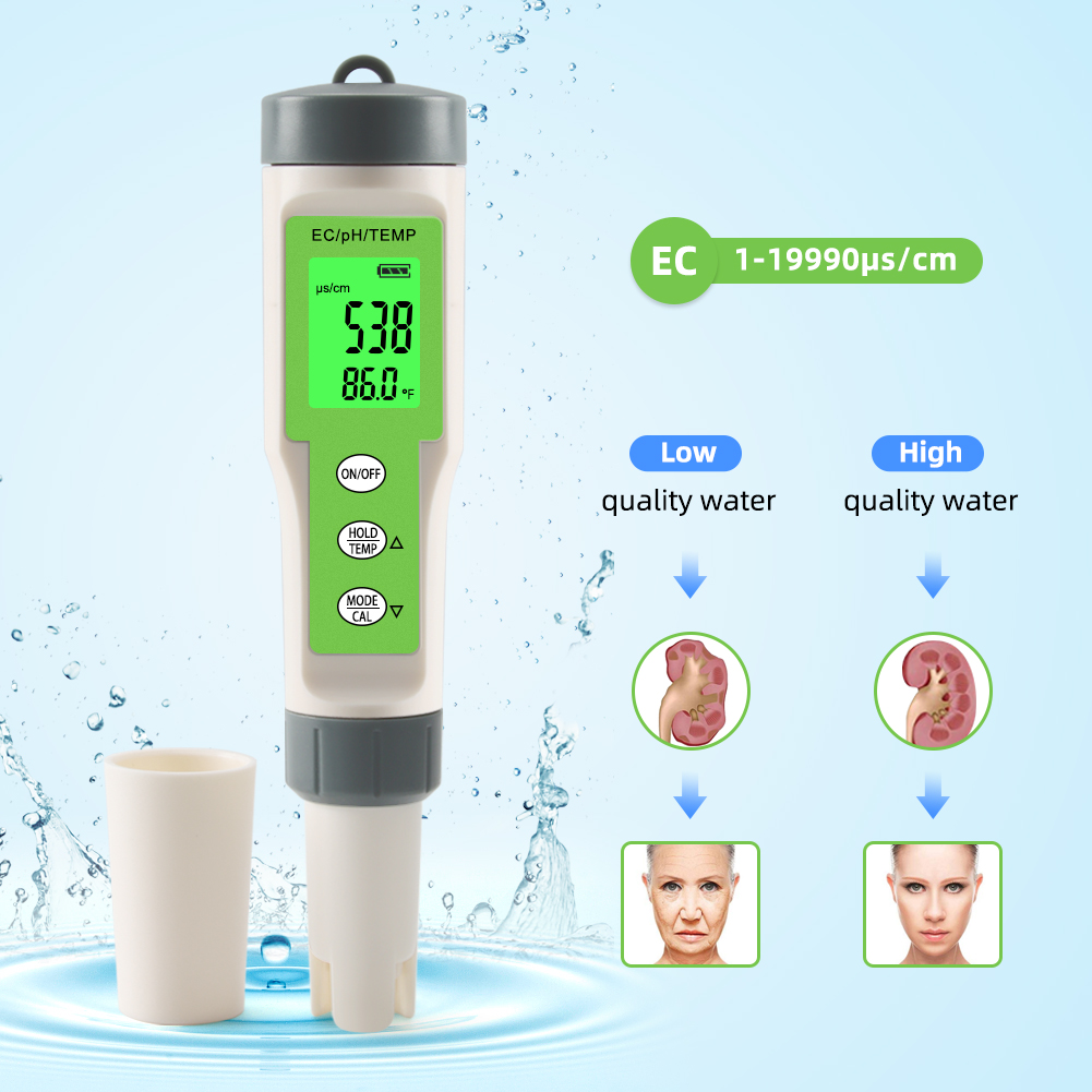 Digital TDS EC Temp PH Meter Water Tester Monitor High Accuracy Measurement with ATC for Aquarium Pool Drinking Water