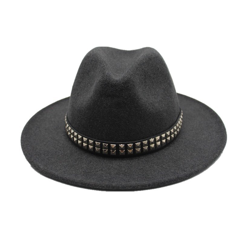 oZyc Autumn Winter wool Sun Hat Women Men Fedora Hat Classical Wide Brim Felt Floppy Wool100% Solid color Cap hats