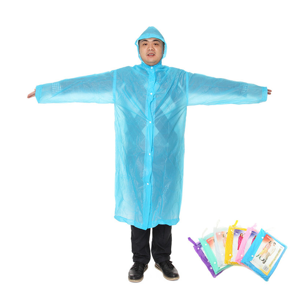 Transparent Rain Coat PVC Vinyl Waterproof Reuse Raincoat Outdoor Travel Runway Hooded Poncho Rain Coats Men Women Rainwear