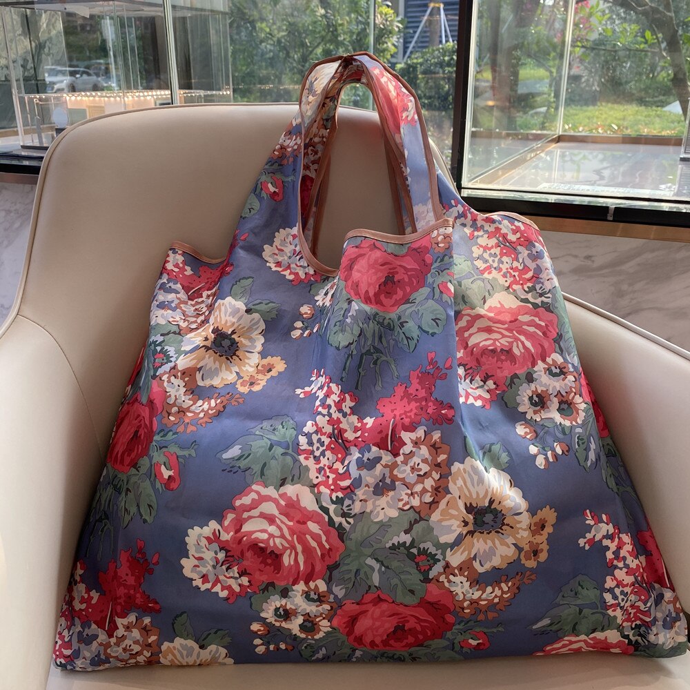 Large Size Supermarket Grocery Bag Reusable Women's Handbag 50 Lb Shopper Shoulder Bag Foldable Shopping Bag Finishing Bag: 31013