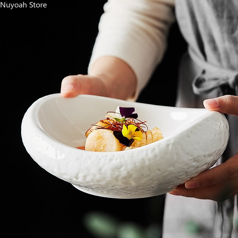 Creatieve Speciale-Vormige Keramische Kom Ovale Koude Gerechten Set Plaat Speciale Servies Hotel Restaurant Decoratie Schieten Props