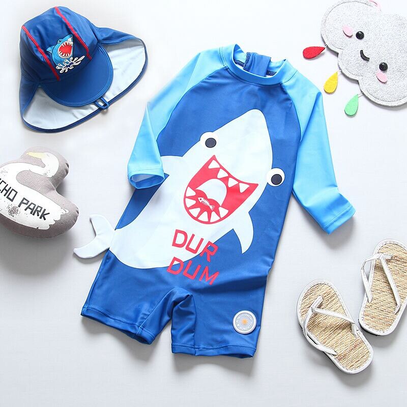 summer baby boy swimwear one piece swimsuit UPF50+ sun protected long sleeve infant baby toddler boys swimming bathing suit: 881906 / 18M