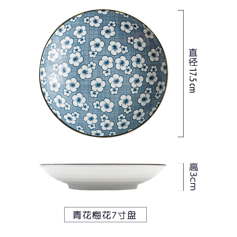 WHYOU 1piece 7inch Cermic Serving Western Food Steak Plate Breakfast Dish Japanese-Style Kitchen Supplies Tableware: g 7inch 1piece