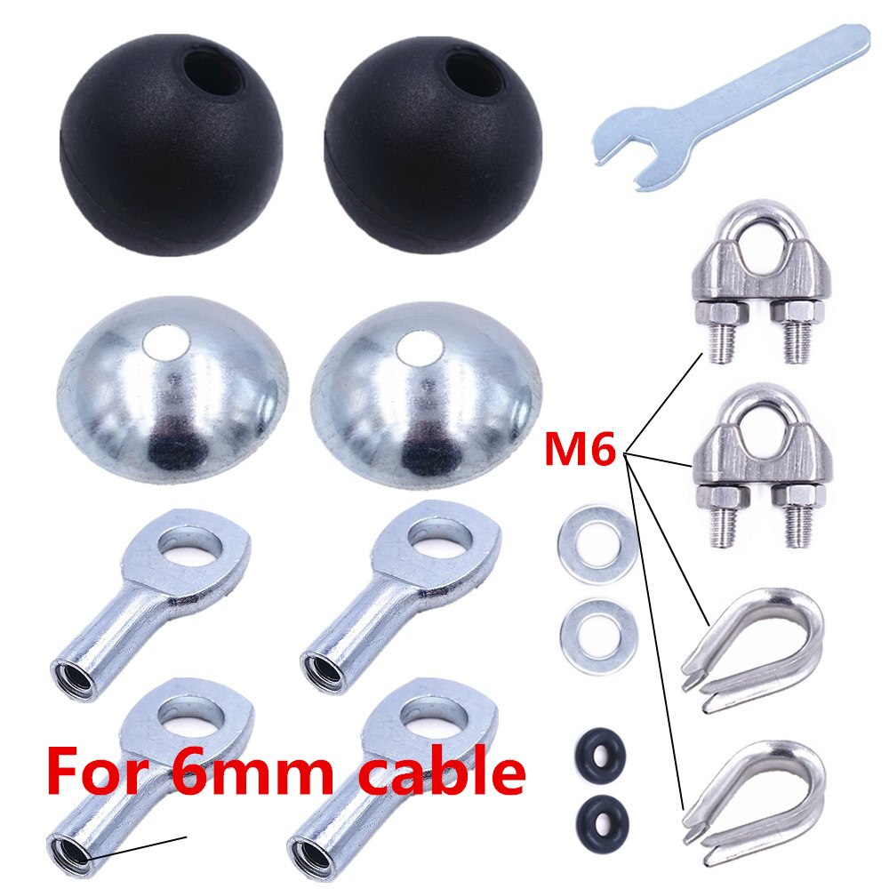 Pulley Home Gym Equipment Replacement Stopper Ball for Cable Gyms Steel Wire Accessories Joints Metal Limit Ball Hollow Screw: Set A for 6mm cable