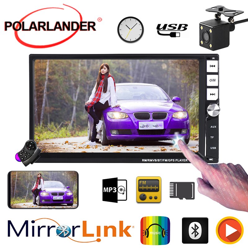 Mirror Link android touch screen Multimedia Audio camera 2 din Car Radio MP5 player autoradio subwoofer