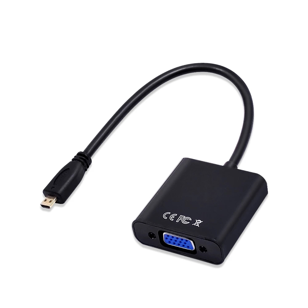 Male Micro HDMI to Female VGA Adapter Active Micro HDMI to VGA Video cable Converter for Laptop Projector HDTV: Default Title