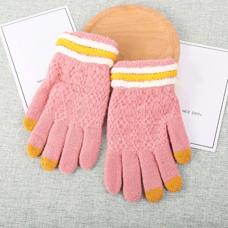 Guantes de punto cálidos para invierno, manoplas antideslizantes de lana gruesa para exteriores, mitones de dedo completo: 04
