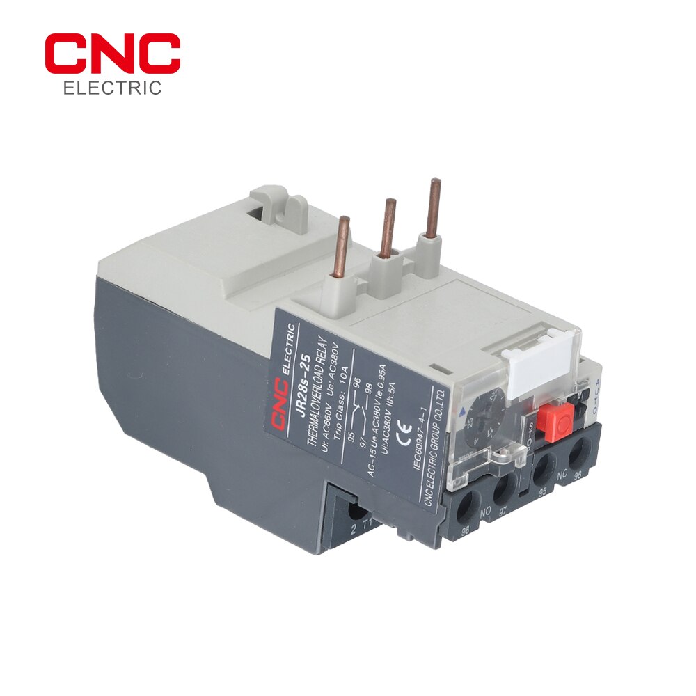 Cnc  jr28s-25 varme termisk overbelastningsrelé 50/60hz 1.6a 2.5a 4a 6a 8a 10a 13a 18a 25a justerbar elektrisk beskyttelse