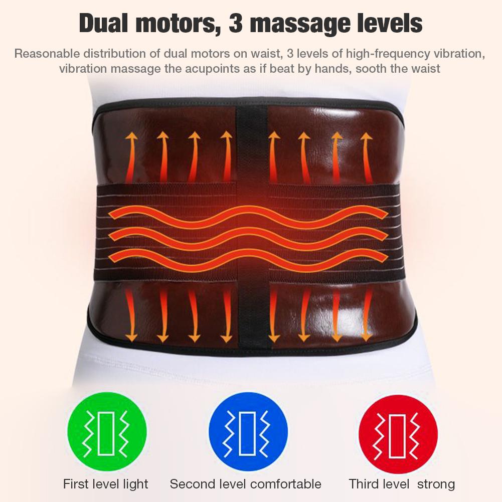 Heating Waist Belt Portable Cordless Heated Massage Back Wrap with Vibration 3 Massage Levels USB Rechargeable Heating Waist Bel