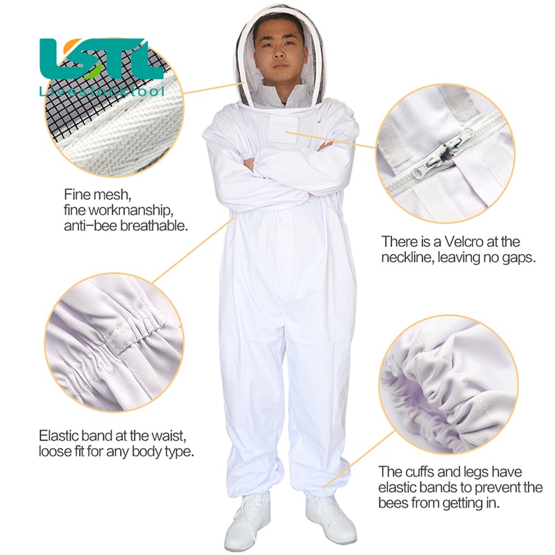 Cotton Full Body Beekeeping Clothing Veil Hood Hat Clothes Jacket Protective Beekeeping Suit Beekeepers Bee Suit Equipment