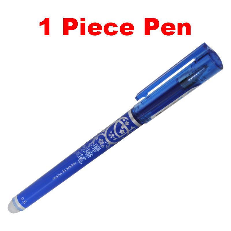 1 stk sletbar kuglepen  or 10 stk sletbar refill sæt stil vaskbar brevpapir penne skole kontor 0.5mm blå blæk gel pen: 1 stykke pen