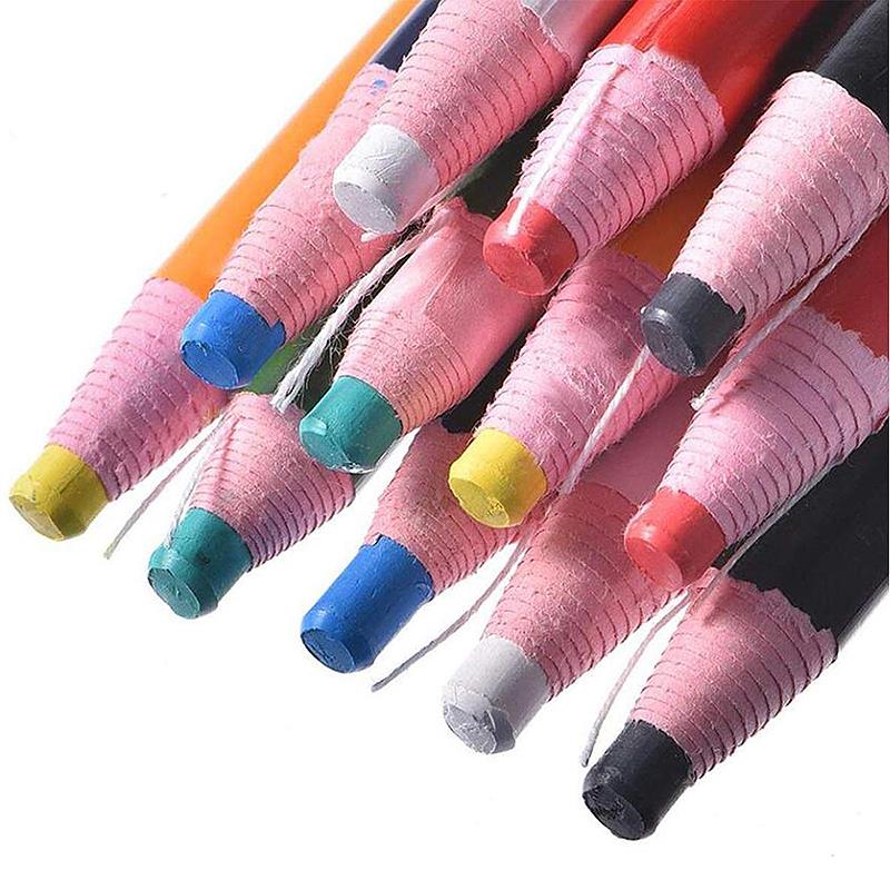12pçs lápis de giz colorido para costura, lápis de giz sem cortes, caneta marcadora de tecido para retalhos, ferramenta de roupas diy, acessório de vestuário
