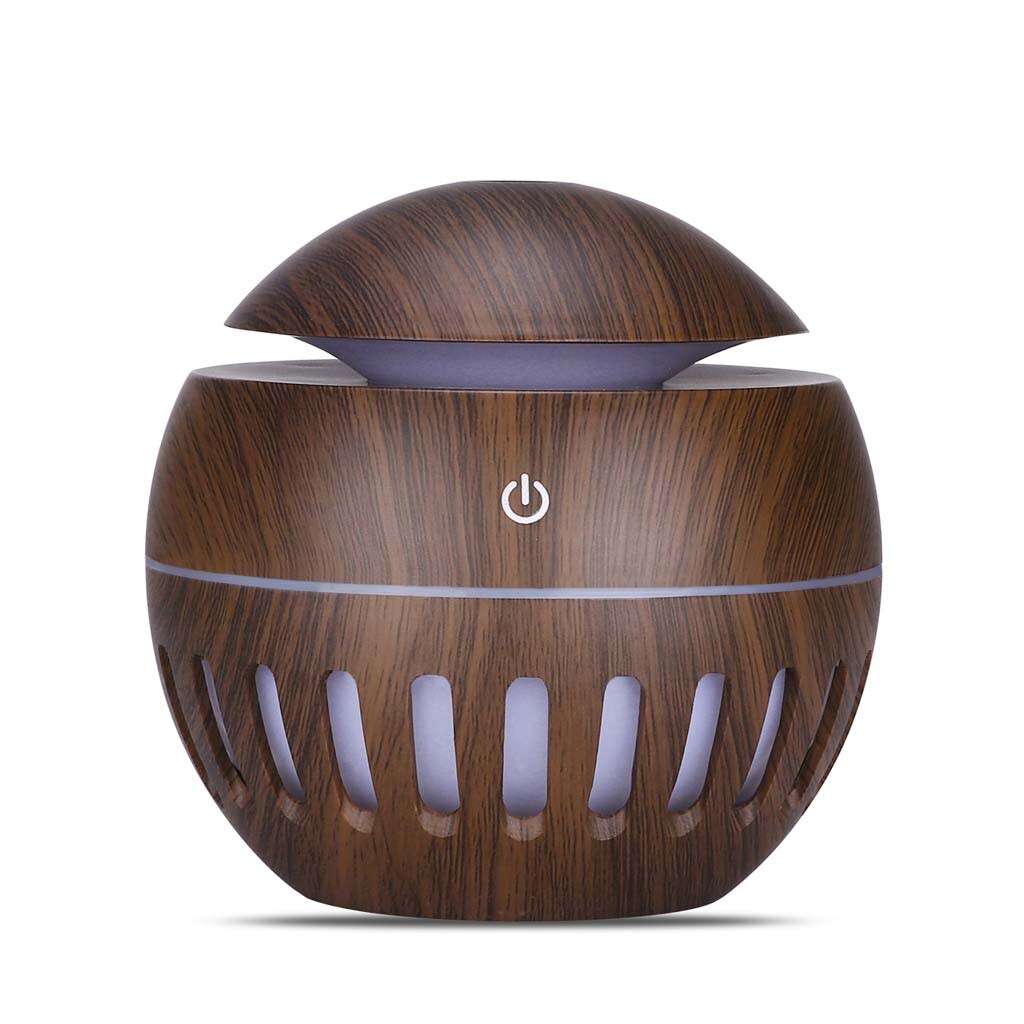 USB humidifier Electric oil Aromatherapy wood grain Ultrasonic air diffuser with 7 colors lights for home office Reed Diffusers: F