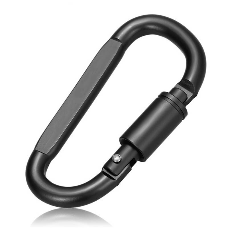 4- kleurige karabijnhaak voor het vergrendelen van sleutelhangers, sterke aluminium d-ringvormige sleutelhanger voor buiten kamperen en backpacken, sleutelhangerclip: Zwart