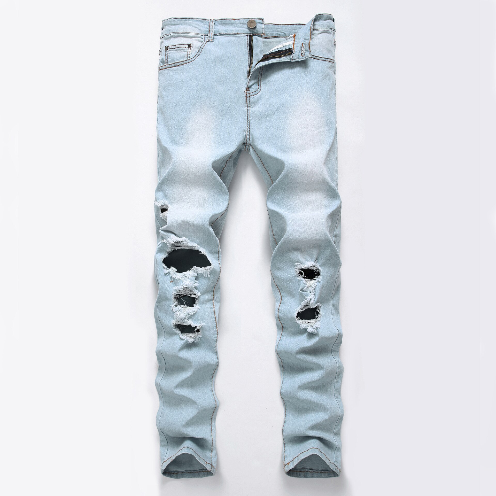 VOMINT Men Ripped Jeans Pants With Big Holes Slim Fit Stretchy Distressed Denim Trousers Plus Size 29-42: 30