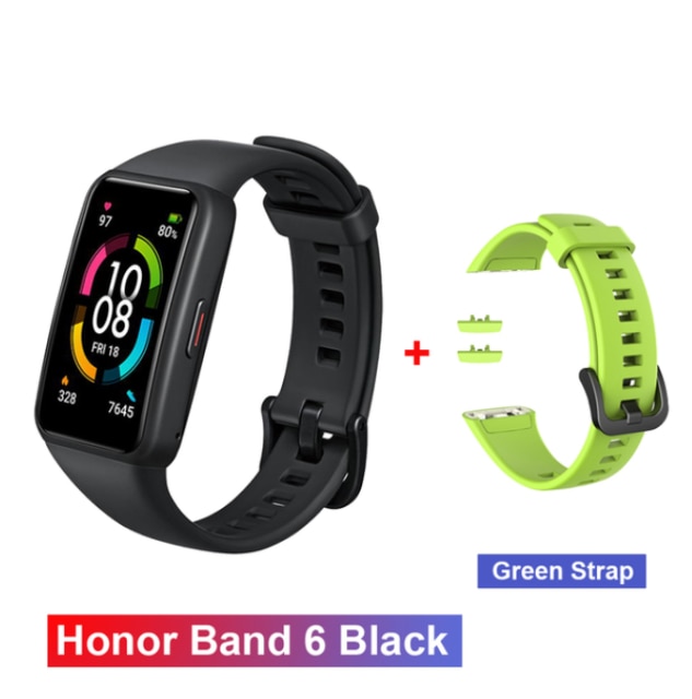 Original Honor Band 6 Multi-Language 1.47&quot; Full Screen SmartWristband Swimming Waterproof Touchscreen Heart Rate Monitoring: add Green strap