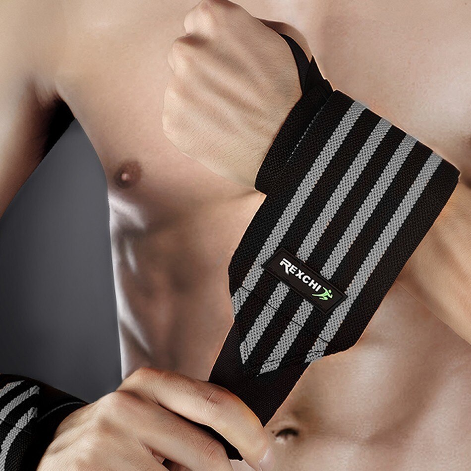 1 par justerbart armband stöd sport säkerhet elastiska handledslindor bandage hängslen för gym fitness power tyngdlyftning