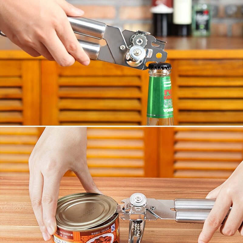 Multifunctionele Rvs Professionele Tin Blikopener Keuken Craft Grip Opener Voor Blikjes Flesopener