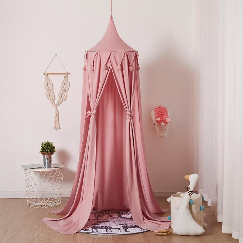 Nordic Kinderen Hemelbed Gordijnen Babybedje Klamboe Tent Meisjes Kamer Accessoires Kinderen Spelen Tent Voor Kinderen Slaapkamer Decor: Roze