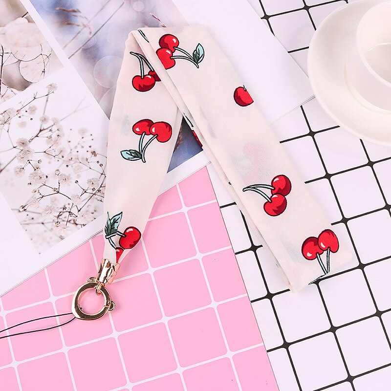 Mobile silk Lanyard neck strap for key card phone string kawaii wrist strap hand key cord necklace phone holder rope
