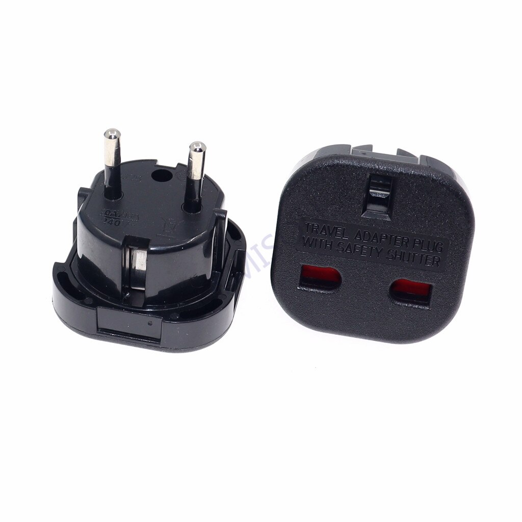 Uk Eu Plug Converter 10A/16A 240V Ac Power Adapter Oplader Euro Travel Adapter Eu Plug Adapter britse Scoket Outlet: Black