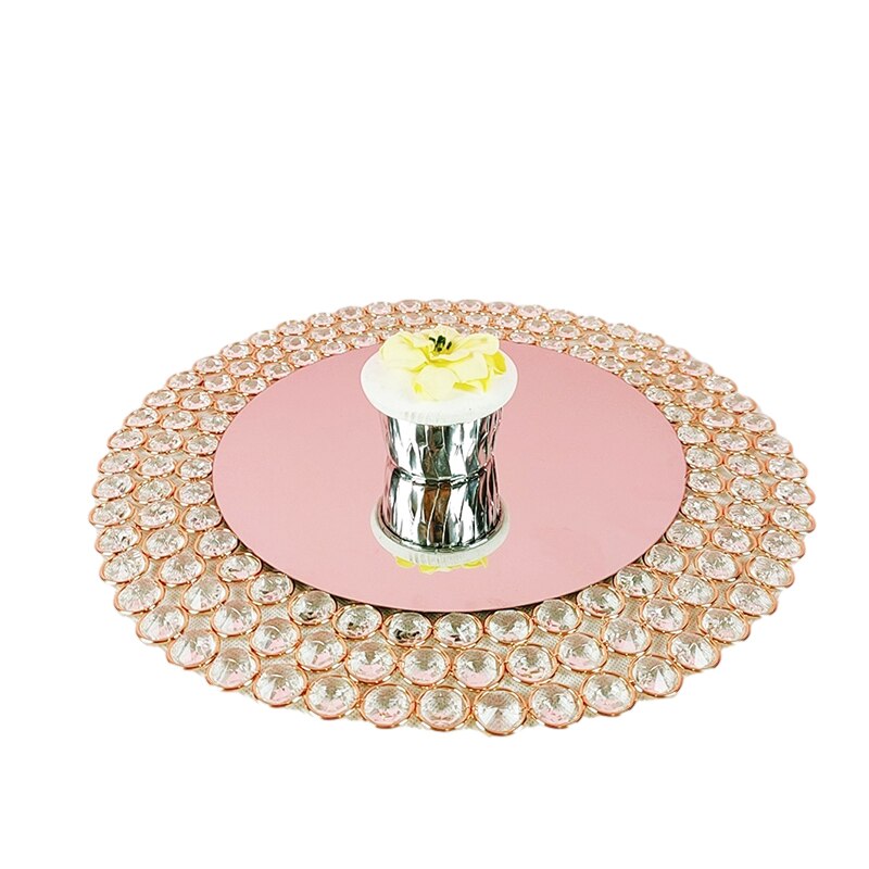 1Pcs Metalen Platen Met Crystal Kralen Gouden Zilveren Spiegel Bruiloft Tafel Decoratie