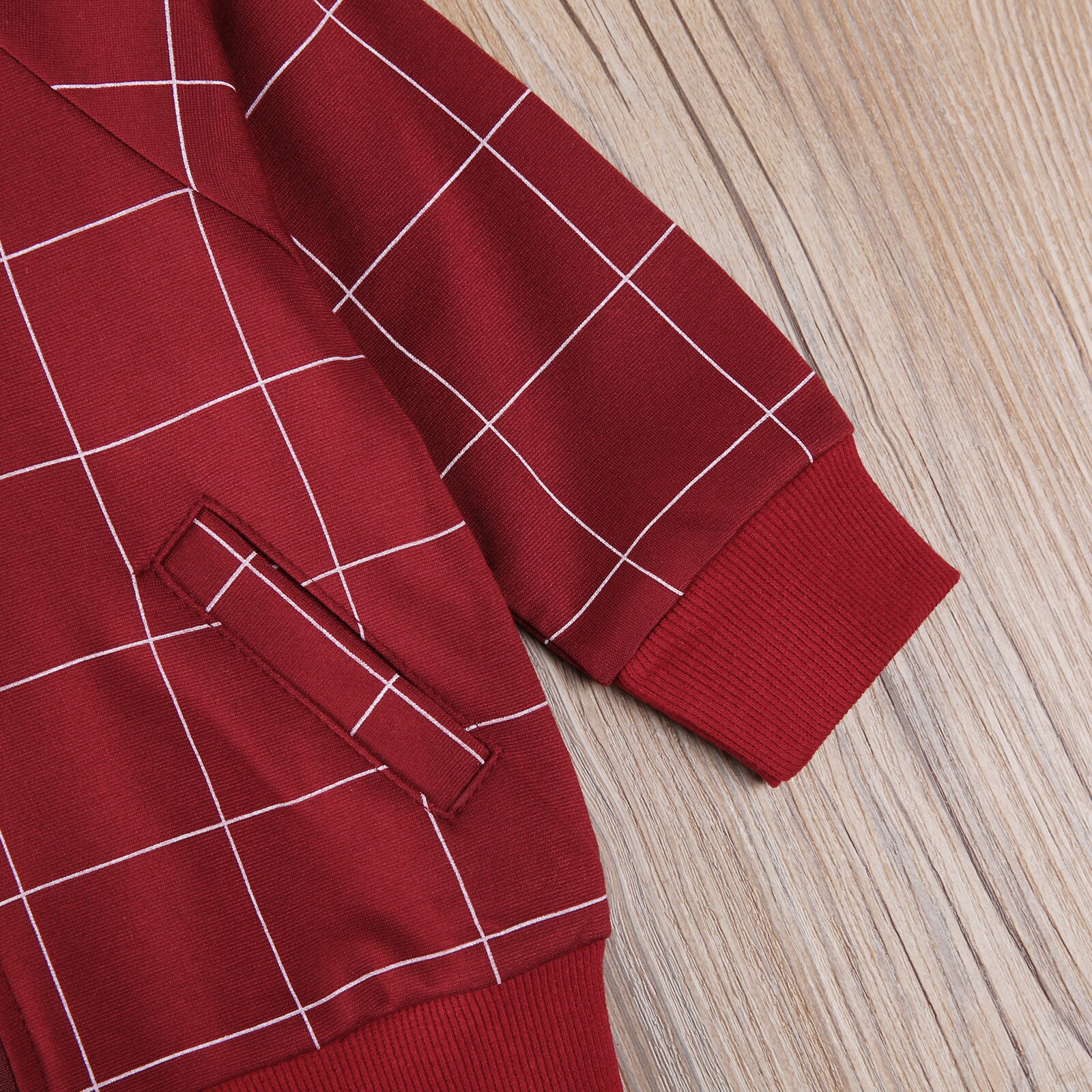 automne automne 0-24M enfant en bas âge bébé fille garçon rouge Plaid garder actif retour lettre imprimer veste à glissière poches à manches longues manteau