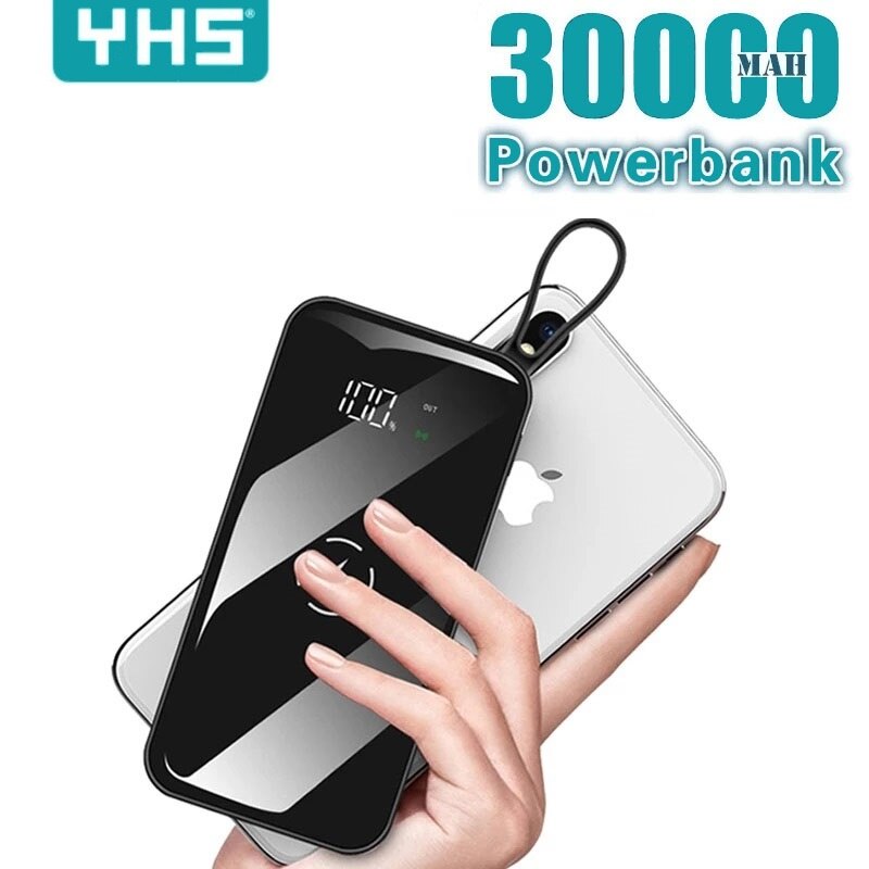 QI Wireless Power Bank 30000 MAh Large Capacity External Battery Portable Mobile Phone USB Powerbank LCD Digital Display Charger