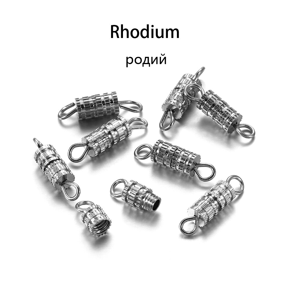 30pcs Buckle Closed Magnetism Screw Clasps Cylinder Strong Buckle Bracelet Connectors For DIY Jewelry Making Finding Accessories: Rhodium