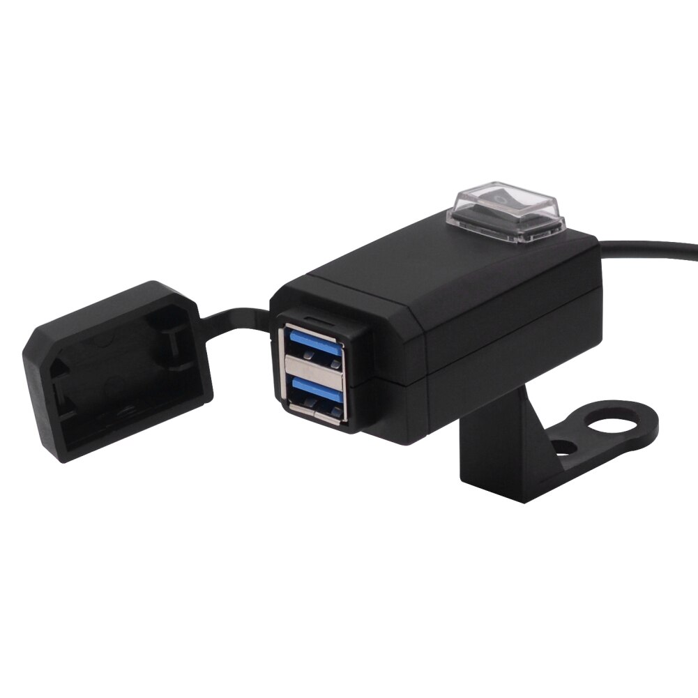 12V/24V Dual USB Motorcycle Mobile Phone Charger With Switch Modified Fast Charger Adapter