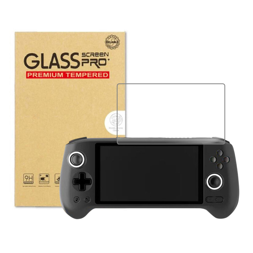 For ANBERNIC RG556 Game Console Soft Silicone Case -proof Shockproof Protective Cover + Tempered Film 9H HD Screen Protector: WHITE