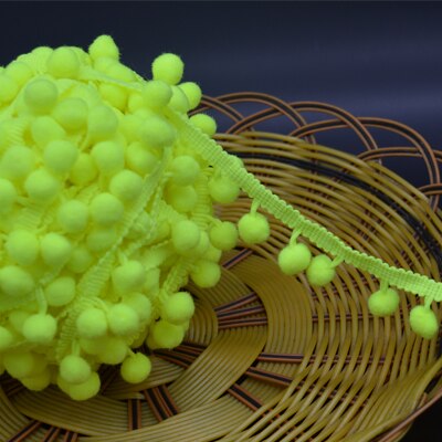 verkoop 5yd/lot 25mm breedte kleurrijke PP bal elastische kant lint kwastje trim naaien materiaal accessoires voor thuis decoratie: yellow 604