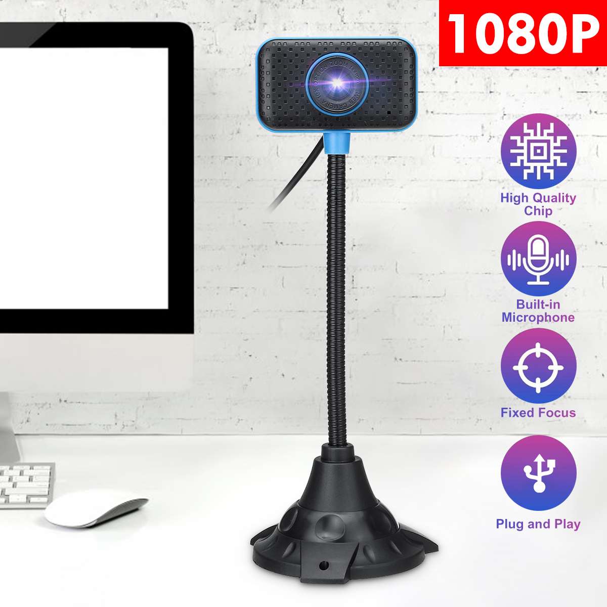 Hd 1080P Usb Webcam Webcamera Webcam Met Microfoon Flexibele Rotatie Voor Pc Computer Desktop Laptop