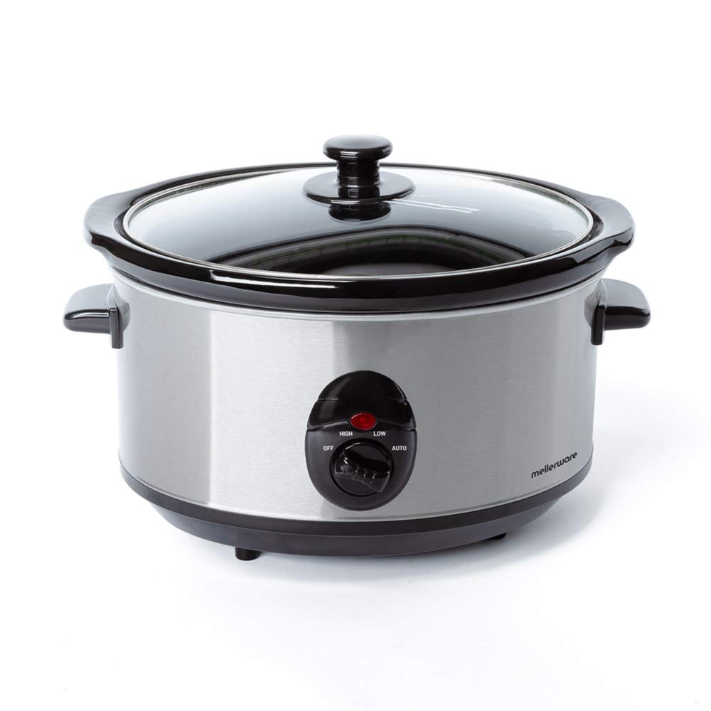 Mellerware - Olla de cocción Lenta TEMPO. 240W. Multifunción. Capacidad 3,5L. Olla a presión antiadherente. Cerámica y vidrio