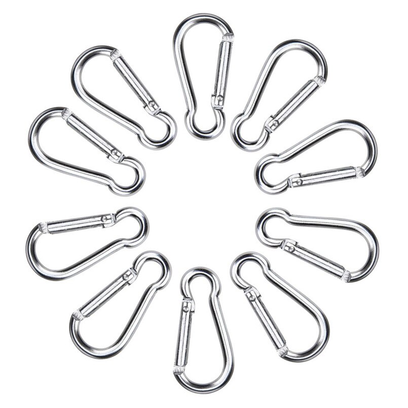 10 stücke Bunte Aluminium Legierung Karabiner Klettern Schwarz Frühling Snap Clip Haken Keychain Wandern Klettern Zubehör #4S11: Silber