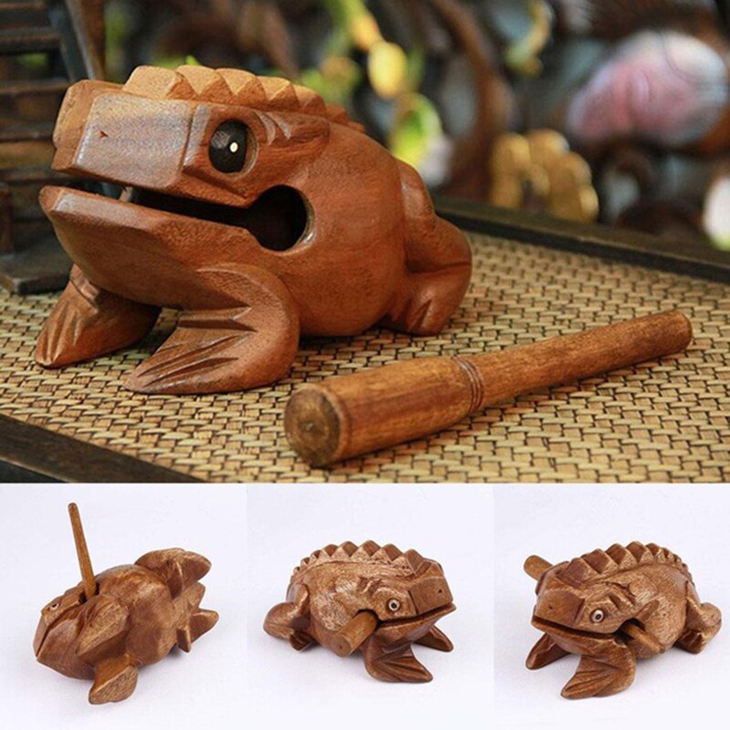 MMFC-Carved Croaking Wood Percussion Musical Sound Wood Frog Tone Block Toy