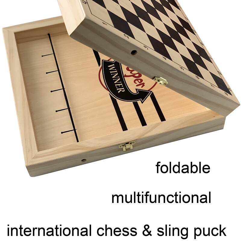 Fast Sling Puck Game International Chess 2 in 1 Multifunctional Foldable Desktop Battle Strategy board games wooden toys
