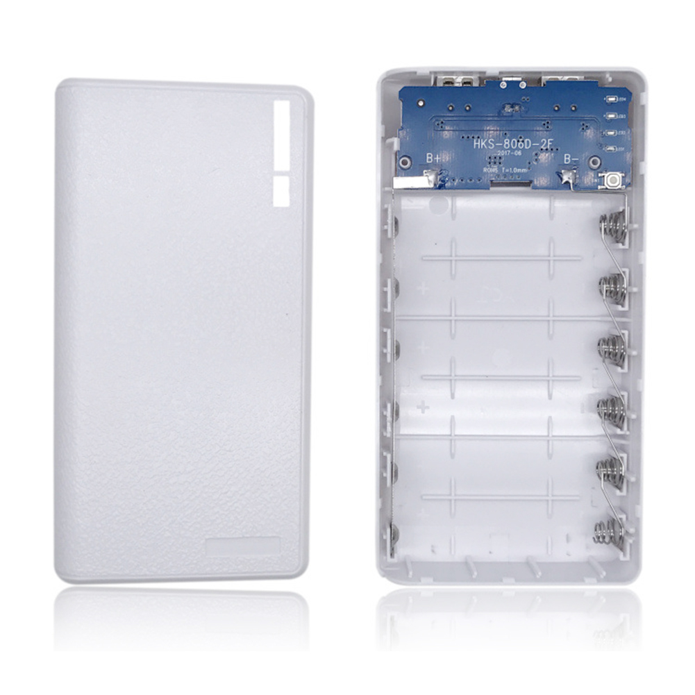 Caixa portátil digital de energia para celular, 4/6pcs, 18650 caixa de carregador de bateria, diy, kits, uso externo, micro usb caixa de bateria de carregamento, estojo