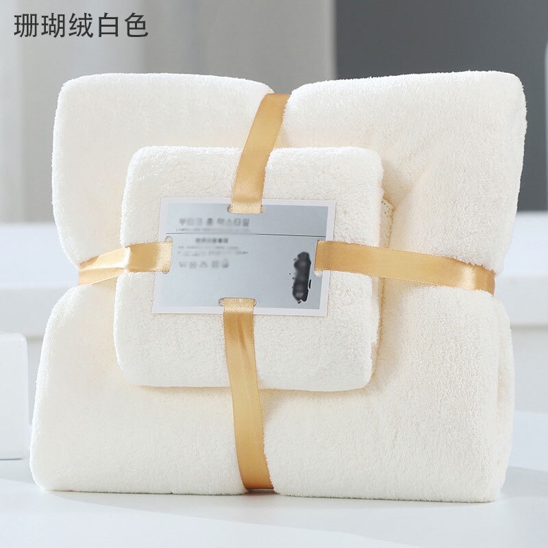 1 einstellen Luxus Super Weiche Handtuch einstellen Hohe saugfähig Schlecht Handtuch + Gesicht Handtücher Solide Farbe Schlecht Handtücher für Erwachsene korallen Vlies: Weiß